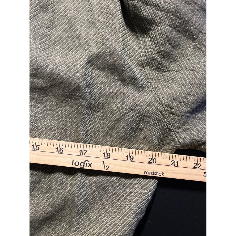 FLAX Jeanne Engelhart 100% Linen Olive Green Asymmetrical Jacket Shirt Small - Picture 8 of 9